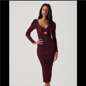 NWOT ASTR THE LABEL Anastasia Sweater Dress in Wine